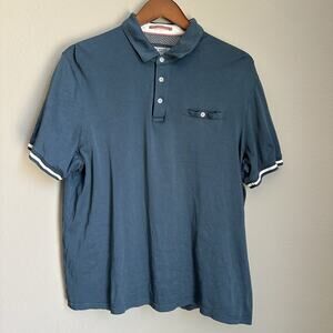 Ted Baker London Blue Cotton Polo Shirt Pocket Short Sleeve Preppy Size 6 (XL)
